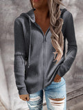 Loose Fit Women's Hooded Zip Long Sleeve Sweatshirt